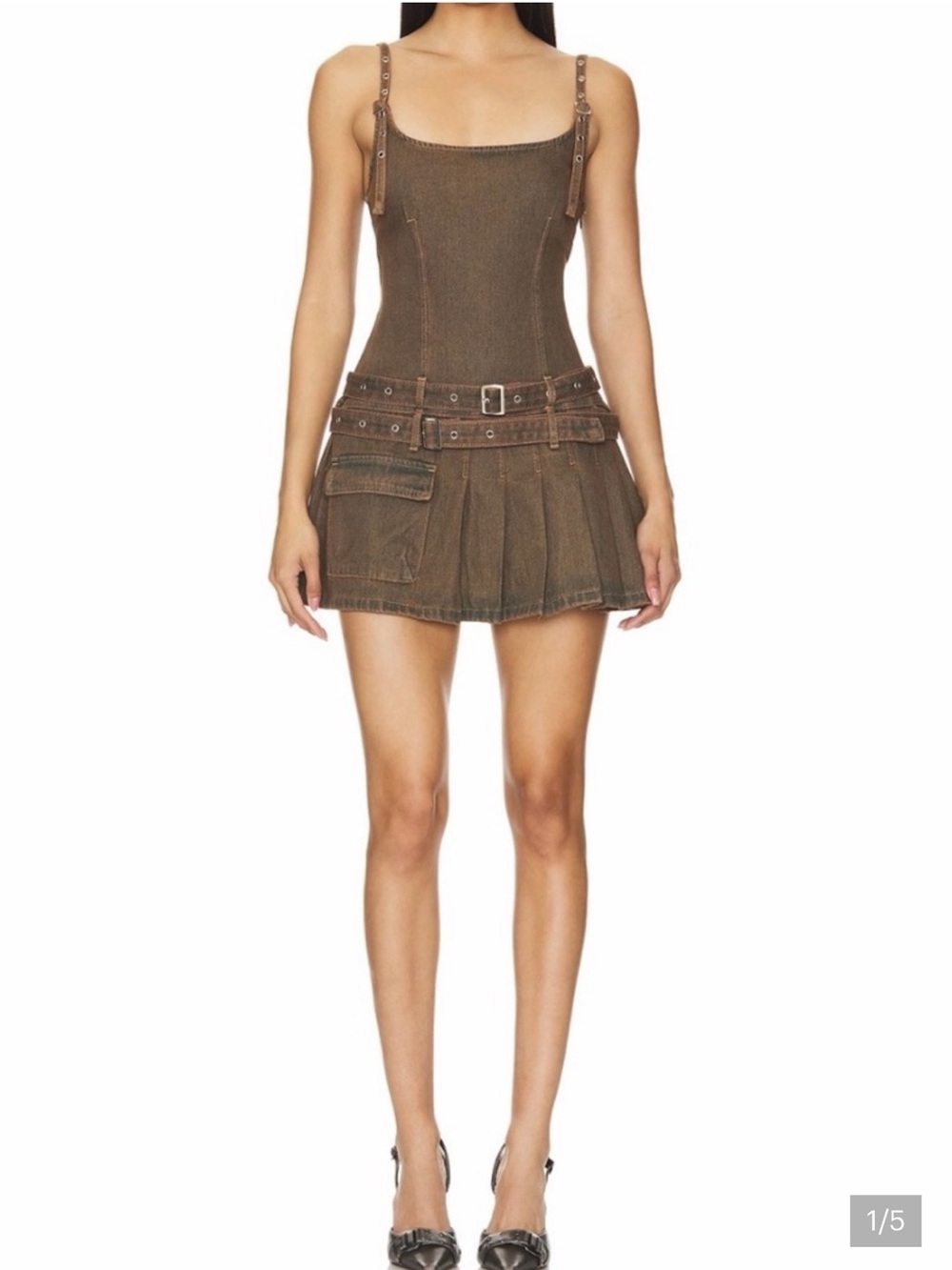 Lioness Olive Green Mini Dress with Belted Detail